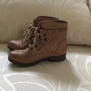 Justice girls tan booties. Size 13.
